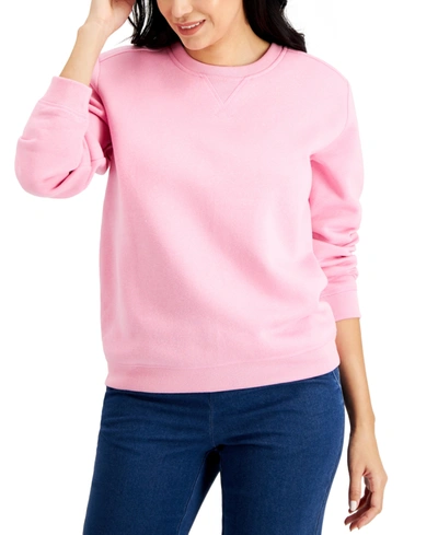 Karen Scott Fleece Sweatshirt, Created For Macy's In Rose Glow