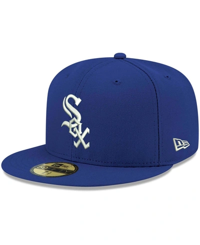 New Era Men's Royal Chicago White Sox Logo White 59fifty Fitted Hat