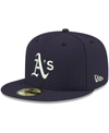 New Era Men's Navy Oakland Athletics Logo White 59fifty Fitted Hat In Navy
