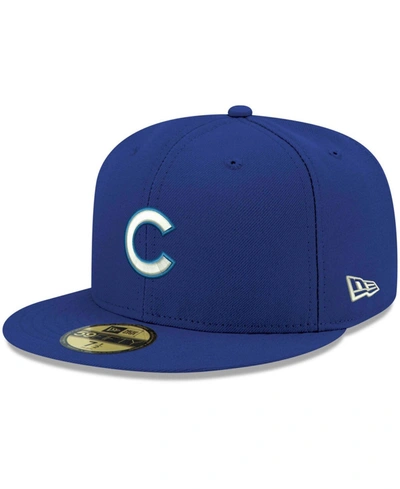 New Era Men's Royal Chicago Cubs Logo White 59fifty Fitted Hat