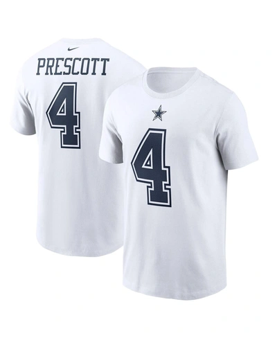 Nike Men's Dak Prescott White Dallas Cowboys Name And Number T-shirt