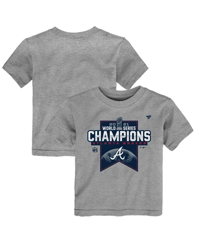 Fanatics Toddler Boys And Girls Heathered Gray Atlanta Braves 2021 World Series Champions Locker Room T-shirt In Charcoal