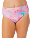 California Waves Plus Size Tie-dyed Swim Bottoms, Created For Macy's In Wave After Wave Multi
