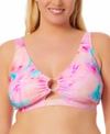 California Waves Salt Cove Plus Size Over The Shoulder Tie Dye Bikini Top Bikini Bottoms In Wave After Wave Multi