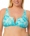 California Waves Juniors' V-wire Bralette Bikini Top, Created For Macy's Women's Swimsuit In Sunkissed Sunrise Turquoise