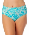 California Waves Plus Size Tie-dyed Swim Bottoms In Sunkissed Sunrise Turquoise