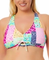 California Waves Plus Size Patchwork Bikini Top, Created For Macy's In Boho Bliss Multi