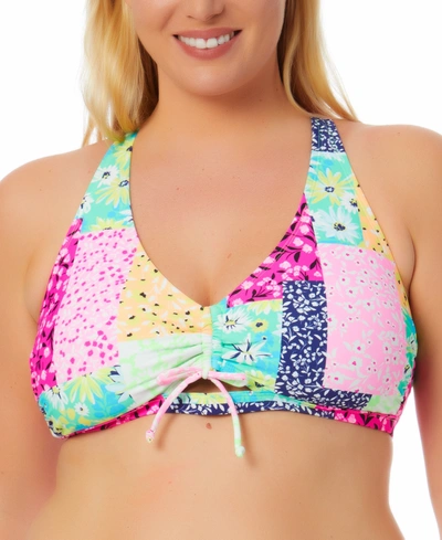 California Waves Plus Size Patchwork Bikini Top, Created For Macy's In Boho Bliss Multi