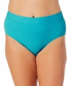 California Waves Trendy Plus Size Banded High-waist Bikini Bottoms, Created For Macy's In Sweet Turquoise