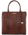 Brahmin Small Caroline Melbourne Embossed Leather Satchel In Pecan/gold