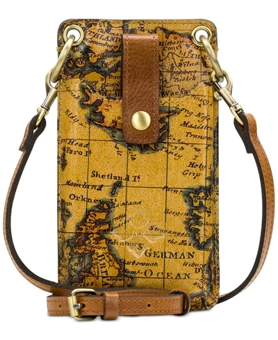 Patricia Nash Farleigh Phone Wallet Leather Crossbody In European Map