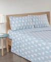 Sleep Philosophy True North Cotton Flannel 4-piece King Sheet Set Bedding In Blue Forest