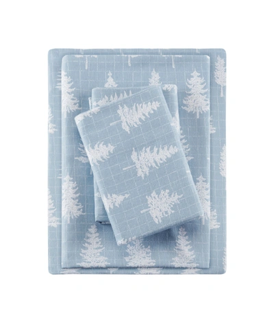 Sleep Philosophy True North Cotton Flannel 4-piece Full Sheet Set In Blue Forest
