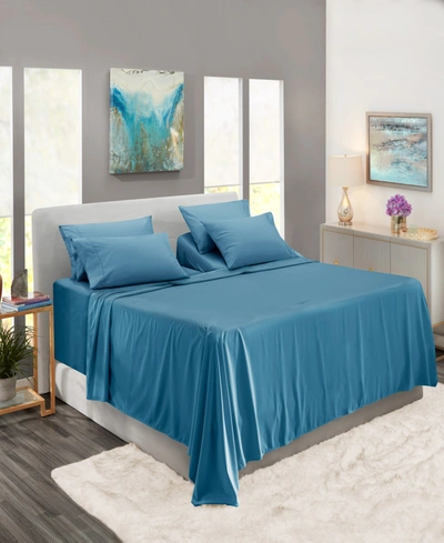 Nestl Bedding Bedding 7 Piece Extra Deep Pocket Bed Sheet Set, King Split In Blue Heaven