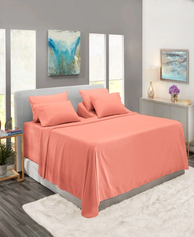 Nestl Bedding Bedding 7 Piece Extra Deep Pocket Bed Sheet Set, King Split In Misty Rose