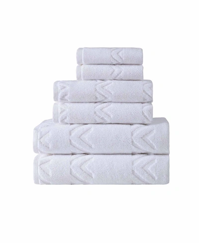 Ozan Premium Home Turkish Cotton Sovrano Collection Towel Sets, Set Of 6 In White