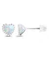 Macy's Created White Opal Heart Screwback Earrings In Sterling Silver (also In 14k Rose Gold Over Silver Or In White