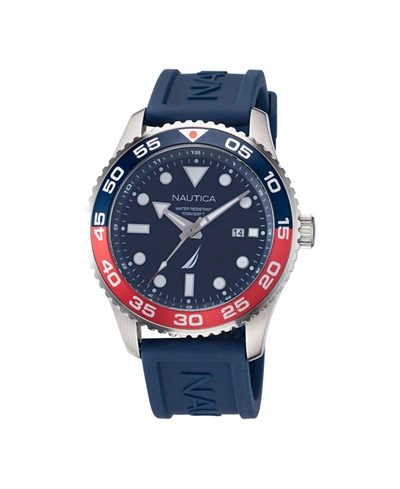 Nautica Pacific Beach Stainless Steel And Silicone Watch In Blue