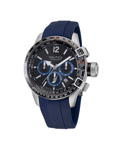 Nautica Men's Blue Silicone Strap Watch 46mm