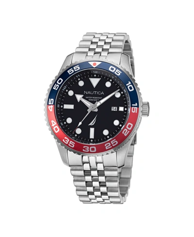 Nautica Men's Silver-tone Stainless Steel Bracelet Watch 43mm In Black