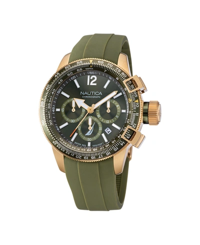 Nautica Men's Green Silicone Strap Watch 46mm