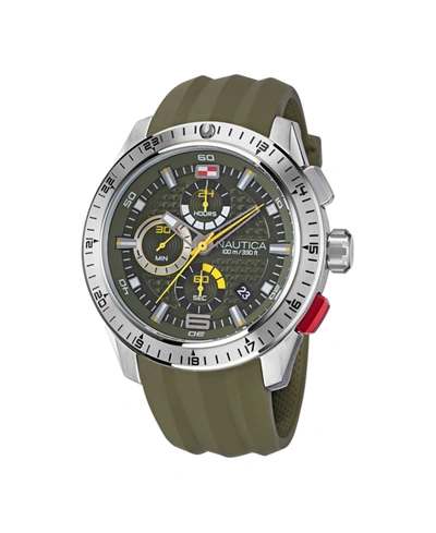 Nautica Men's Green Silicone Strap Watch 47.5mm