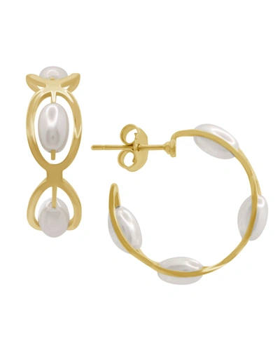 Essentials Gold Plated Fancy C Hoop Post Earrings In Gold-plated