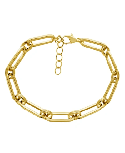Essentials Gold Or Silver Plated Circle Oblong Link Bracelet In Gold-plated
