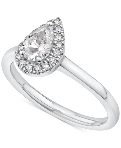Macy's Diamond Pear Halo Engagement Ring (5/8 Ct. T.w.) In 14k White Gold