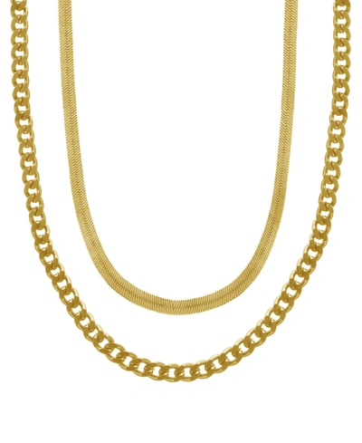 Essentials Gold Plated Double Strand Link Necklace 16" + 2" Extender In Gold-plated