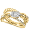 EFFY COLLECTION EFFY DIAMOND BAGUETTE & ROUND OPEN CROSSOVER RING (1/2 CT. T.W.) IN 14K GOLD