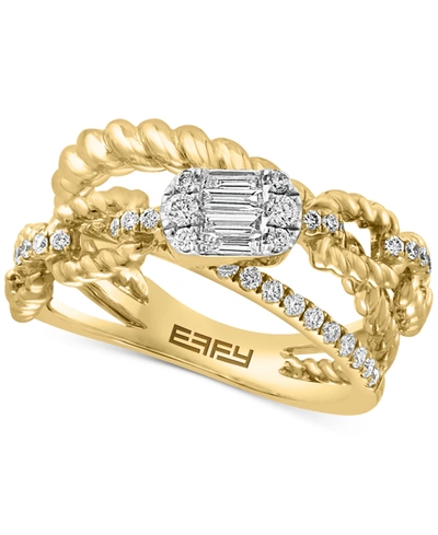 Effy Collection Effy Diamond Baguette & Round Open Crossover Ring (1/2 Ct. T.w.) In 14k Gold In Yellow Gold