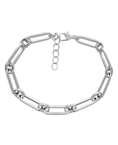 Essentials Gold Or Silver Plated Circle Oblong Link Bracelet In Silver-plated
