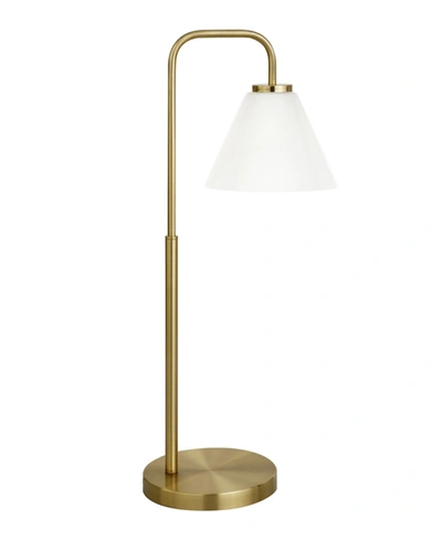 Hudson & Canal Henderson Finish Arc Table Lamp With Shade In Brass