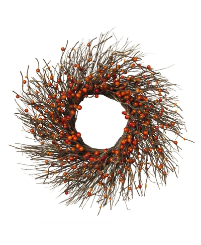 Gerson International Dried Twig And Fall Berries Wreath, 24" In Brown