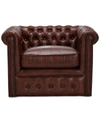 Furniture Closeout! Calvine 39" Leather Self Centering Swivel Chair, Created For Macy's In St. James Tobacco
