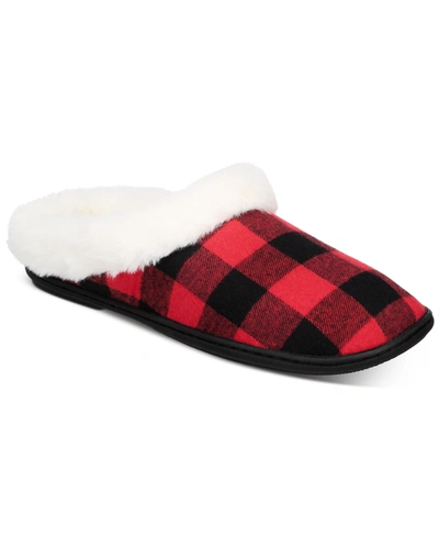 Charter Club Women's Faux-fur-trim Hoodback Boxed Slippers, Created For Macy's In Buffalo Check