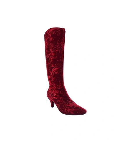 Impo Women's Namora Knee High Dress Boots In Rubino Scroll Velvet