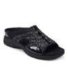 Easy Spirit Women's Traciee Lightweight Flat Easy-on Sandals In Black Leopard Multi