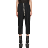 RICK OWENS BLACK DRAWSTRING ASTAIRES CROPPED TROUSERS