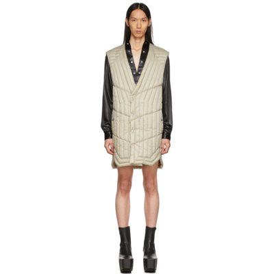 Rick Owens Off-white Quilted Liner Vest In 08 Pearl
