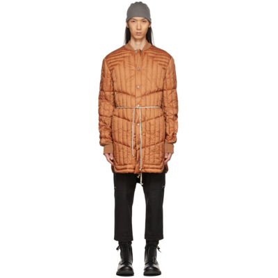 Rick Owens Orange Down Liner Coat In 33 Rust