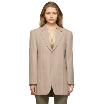 Jacquemus La Waistcoate Sauge Virgin Wool Blazer In Beige