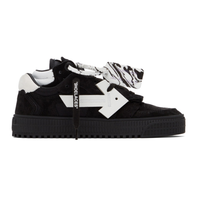 Off-white Floating Arrow Suede Low-top Sneakers In Black Whit