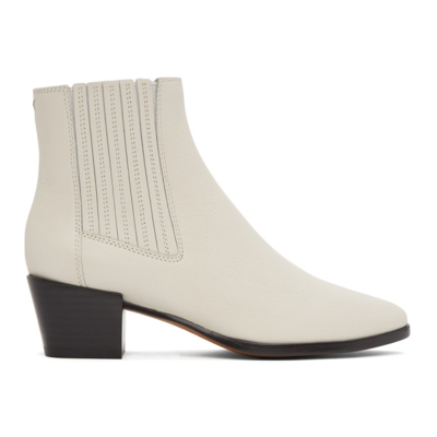 Rag & Bone Rover Leather Ankle Booties In Antique White