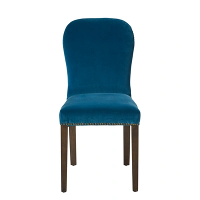 Oka Stafford Velvet Dining Chair - Sea Blue