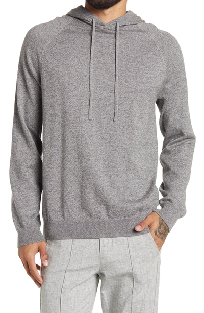 14th & Union 14th And Union Cotton Cashmere Trim Fit Sweater Hoodie In Grey Shade Marl