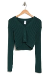 Abound Long Sleeve Ribbed Cardigan In Green Moss