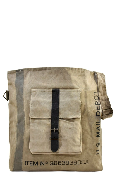 Vintage Addiction Earthtone Recycled Military Tent Crossbody Bag In Olive/khaki