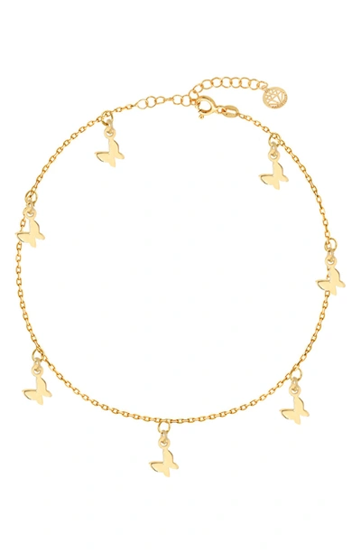 Gabi Rielle 14k Yellow Gold Plated Sterling Silver Butterfly Charm Anklet